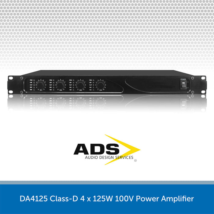 DA4125 Class-D 4 x 125W 100V Power Amplifier