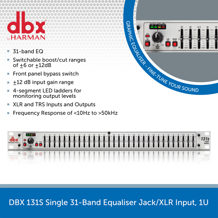 DBX 131S Single 31-Band Equaliser Jack/XLR Input, 1U