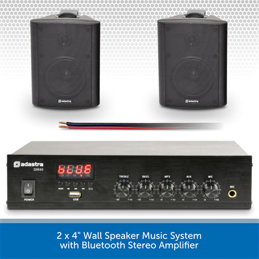 2 x 4" Wall Speaker Music System with Bluetooth Stereo Amplifier