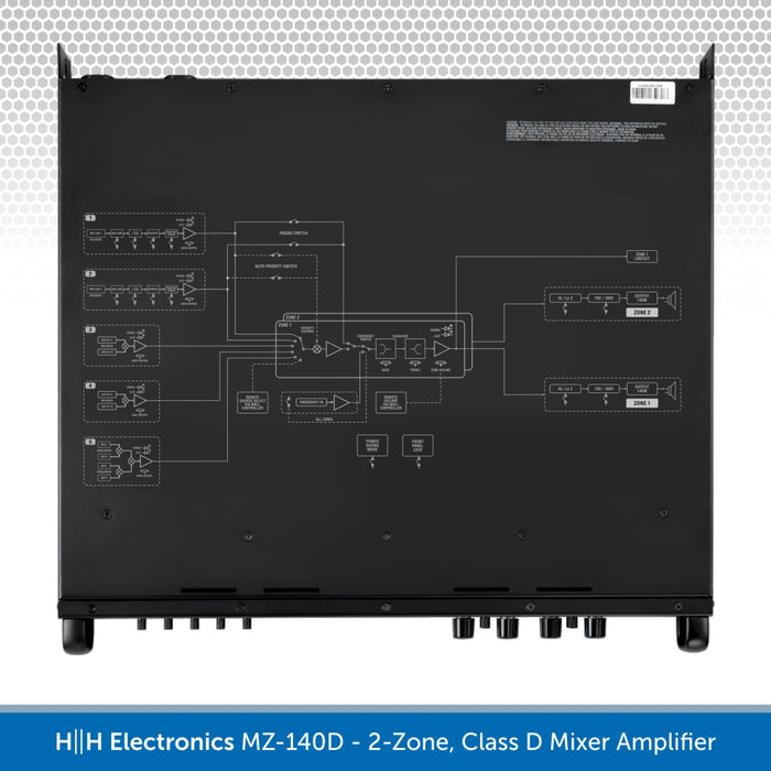 HH Electronics MZ-140D 2-Zone Class D Mixer Amplifier