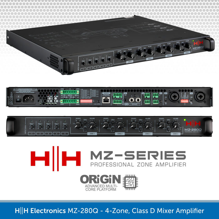HH Electronics MZ-280Q 4-Zone Class D Mixer Amplifier