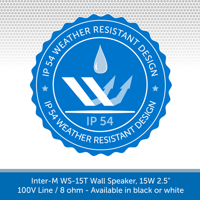 The Inter-M WS15T Compact Wall Speakers are IP54 Rated and can be used Outdoors