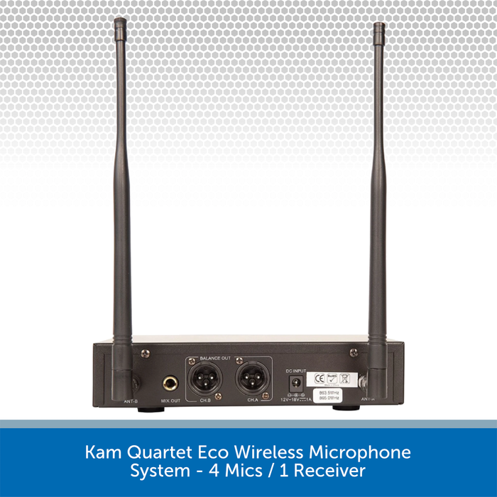 Kam Dual UHF Wireless Microphone System - 2 Mics / 1 Receiver