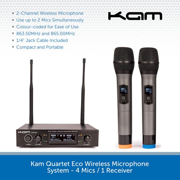 Kam KWM1932 Dual UHF Wireless Microphone System Audio Volt