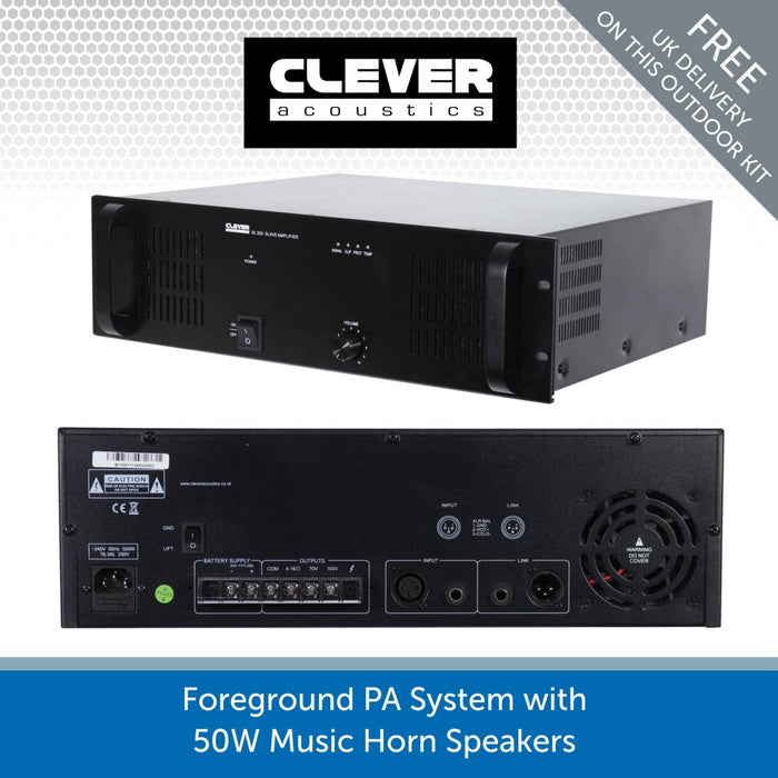 Foreground PA System with 50W, IP66 Music Horn Speakers - up to 12 Speakers