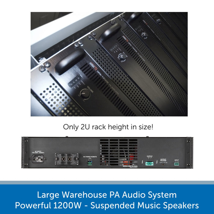Large Warehouse PA Audio System - Powerful 1200W Suspended high-quality Music Speakers