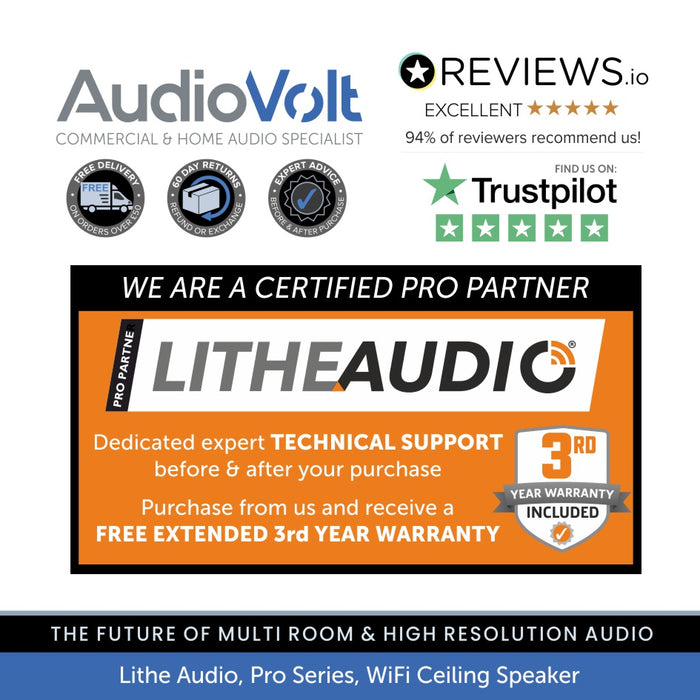 Lithe Audio, Pro Series, Ultimate Connectivity - WiFi & Bluetooth Ceiling Speaker