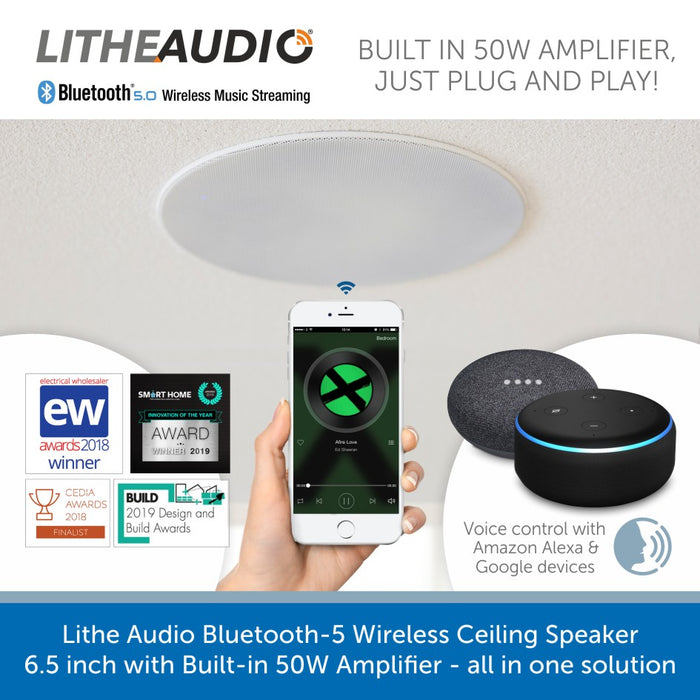 Easy connect a Lithe Audio Bluetooth 5 Wireless Ceiling Speaker 6.5 inch