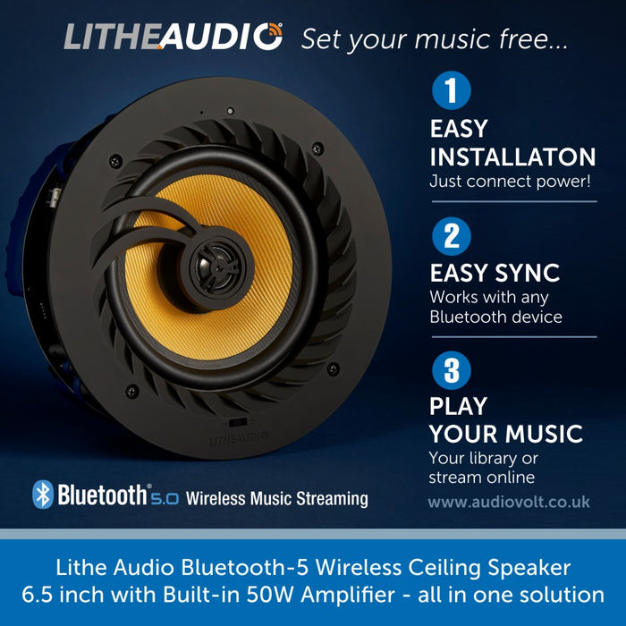 Lithe Audio Bluetooth 5 Wireless Ceiling Speaker 6.5 inch