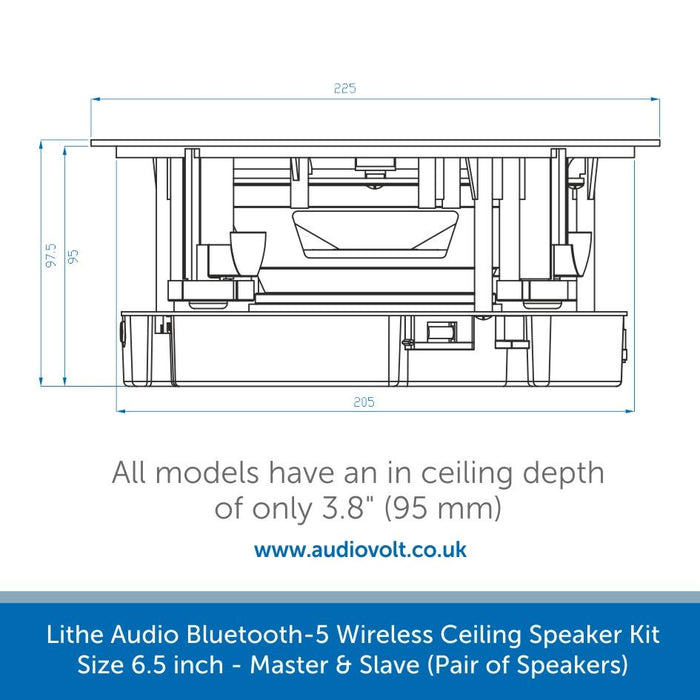 size of a Lithe Audio Bluetooth-5, Wireless Ceiling Speaker Kit 6.5 inch - Master & Slave