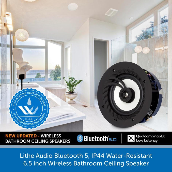 Lithe Audio Bluetooth 5, IP44 Water-Resistant Wireless Bathroom Ceiling Speaker