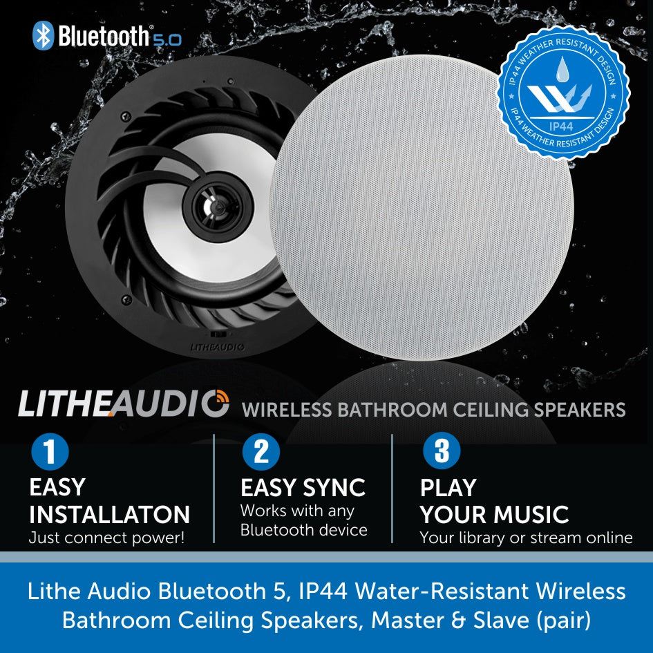 Lithe Audio IP44 Bathroom Bluetooth Ceiling Speakers | Audio Volt