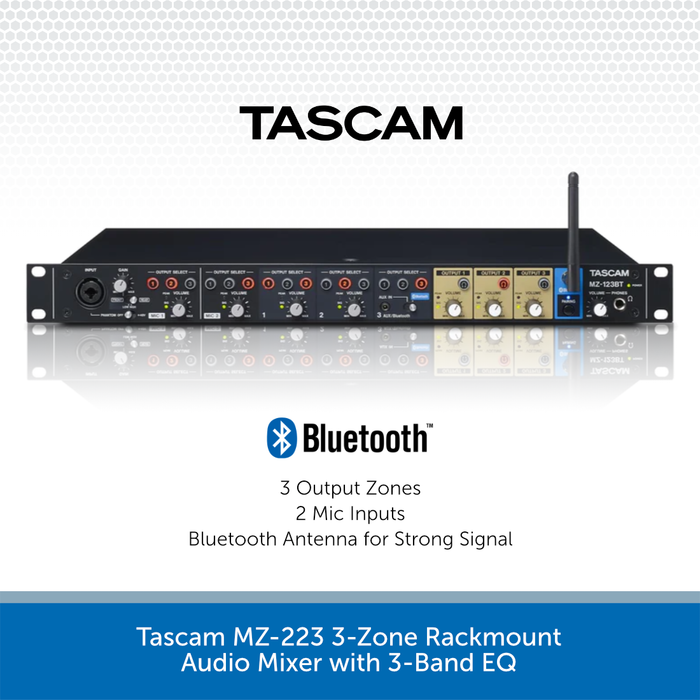 Tascam MZ-123BT Compact 3-Zone Audio Mixer with Bluetooth