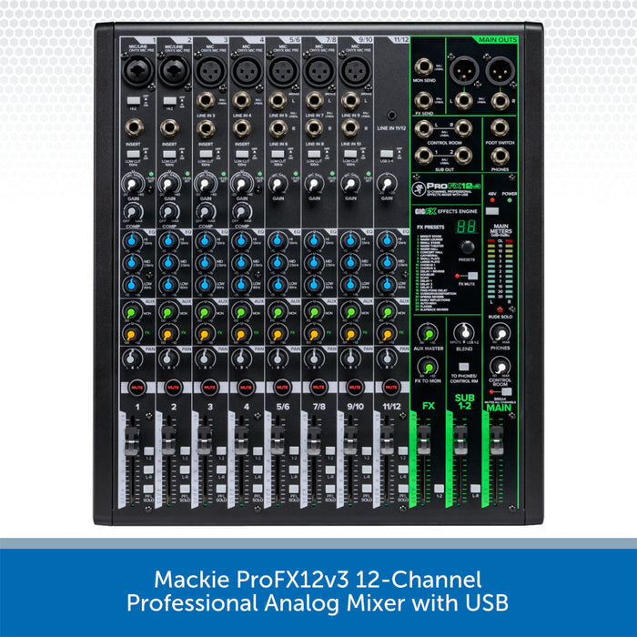 Mackie ProFX12v3 12-Channel Professional Analog Mixer with USB
