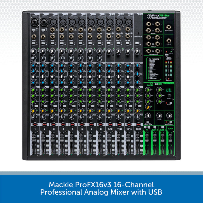 Mackie ProFX16v3 16-Channel Professional Analog Mixer with USB