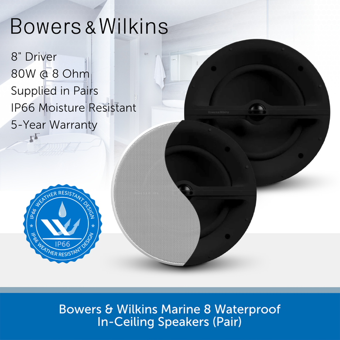 Bowers & Wilkins Marine 8 Waterproof In-Ceiling Speakers (Pair)