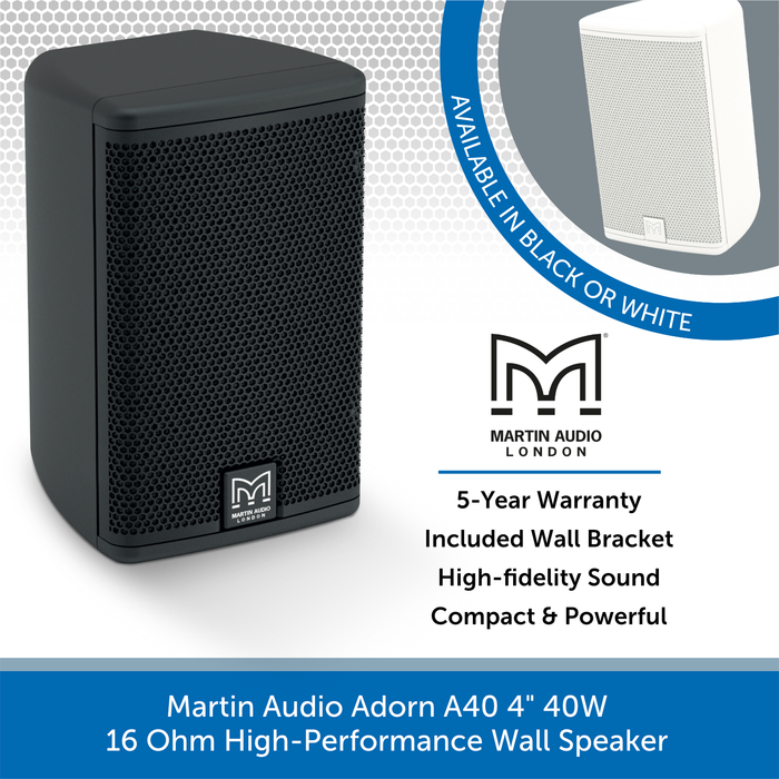 Martin Audio Adorn A40 4 inch, 40W, 16 Ohm High-Performance Wall Mount Speaker