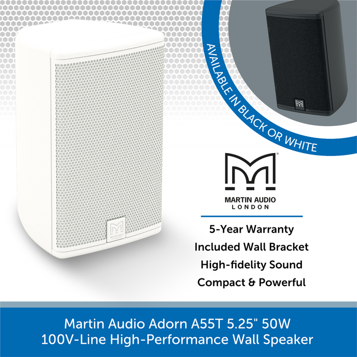 Martin Audio Adorn A55T 5.25" 50W 100V-Line High-Performance Wall Speaker