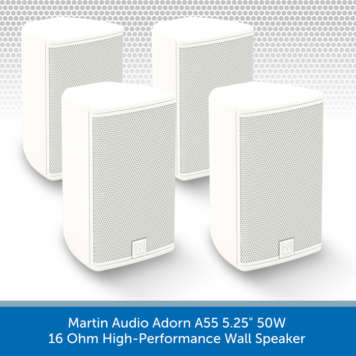 Martin Audio Adorn A55 5.25" 50W 16 Ohm High-Performance Wall Speaker 4 Pack