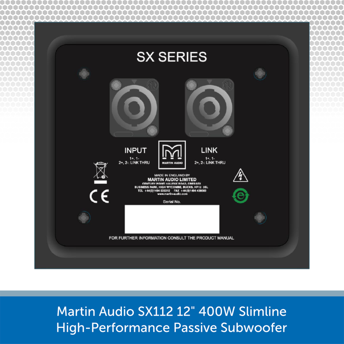Martin Audio SX112 12" Slimline 400W Passive Subwoofer rear