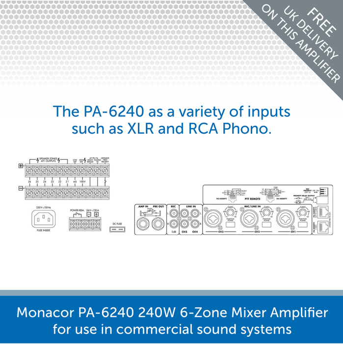 The connection for a Monacor PA-6240