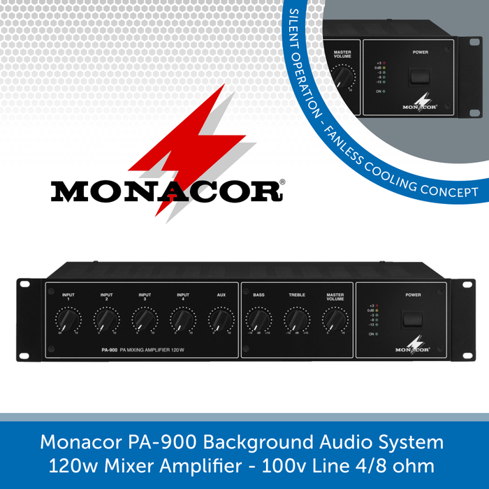 Monacor PA-900 Background Audio System 120w Mixer Amplifier