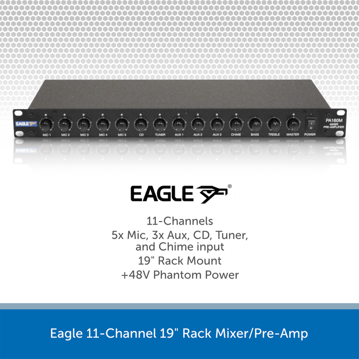 Eagle 11-Channel 19" Rack Mixer/Pre-Amp