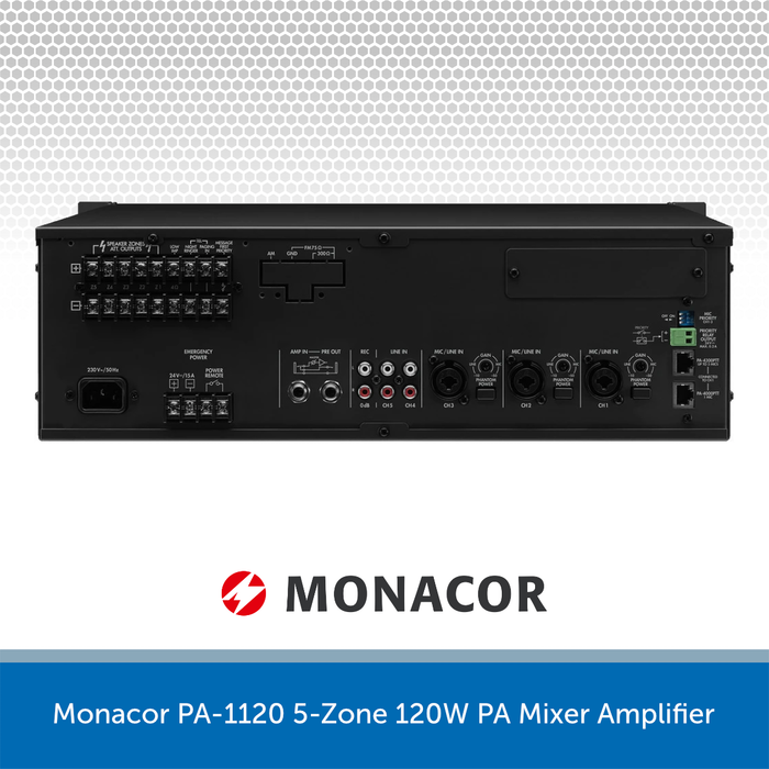 Monacor PA-1120 5-Zone 120W PA Mixer Amplifier