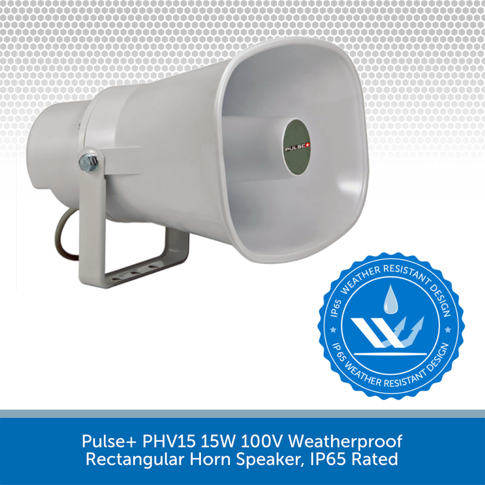 Pulse+ PHV15 15W 100V Weatherproof Rectangular Horn Speaker, IP65 Rated