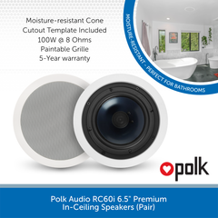 Polk Audio RC60i 6.5 inch Premium In-Ceiling Speakers (Pair)