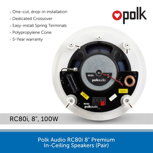 Polk Audio RC80i 8" Premium In-Ceiling Speakers (Pair)