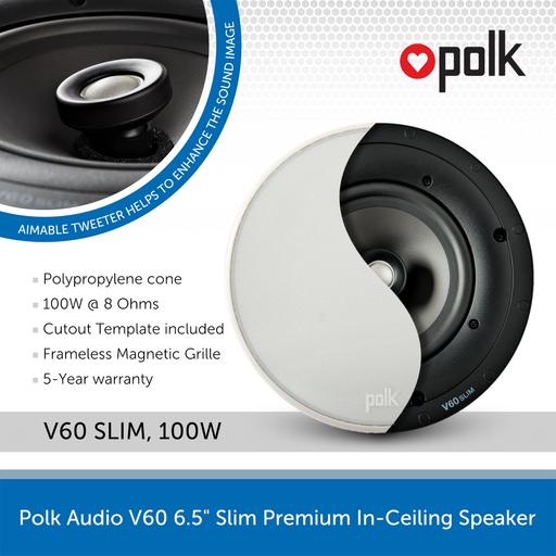 Polk Audio V60 Slim 6.5" Premium In-Ceiling Speaker
