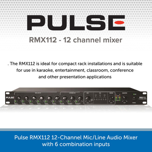 Pulse RMX112 12-Channel Mic/Line Audio Mixer 