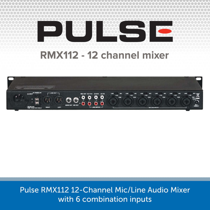 Pulse RMX112 12-Channel Mic/Line Audio Mixer 