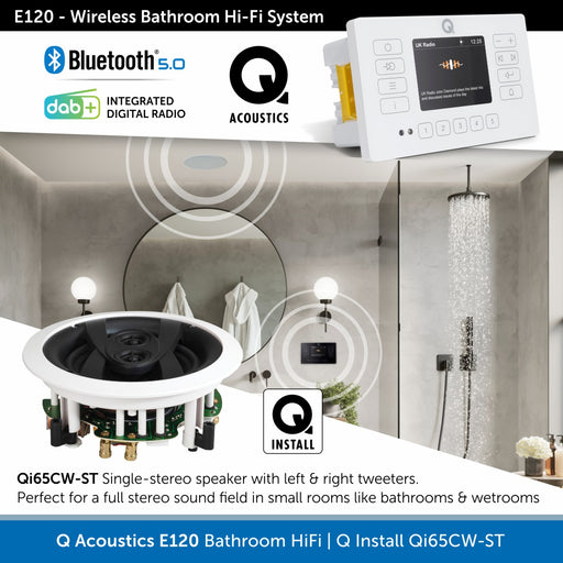 Q Acoustics E120 Bathroom Installed HiFi System Q Install Qi65CW-ST Ceiling Speaker