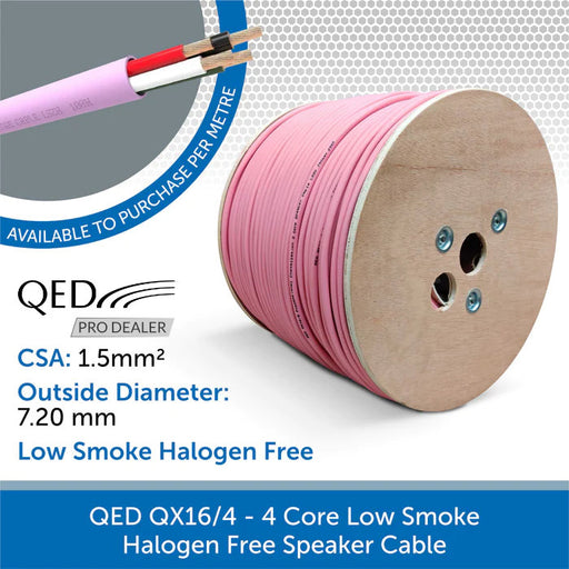 QED QX16/4 4-Core Low Smoke Zero Halogen (LSZH) Speaker Cable (Custom Length)