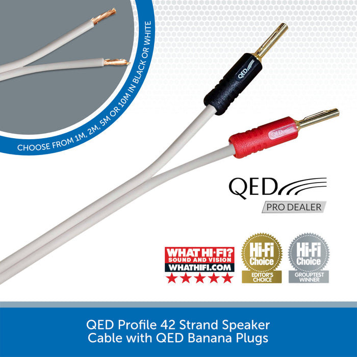 QED Profile 42 Strand Speaker Cable with QED Banana Plugs