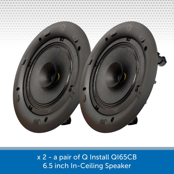 Q Install QI65CB - 6.5 inch In-Ceiling Speaker (8 ohms - 50W rms) Low-Profile with a Magnetic Grille
