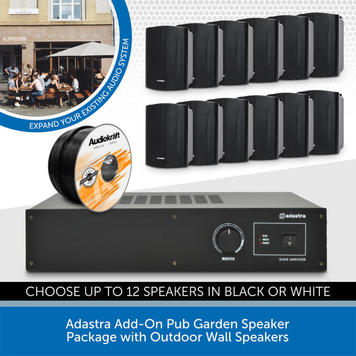 Adastra Add-On Pub Garden Speaker Package with Outdoor Wall Speakers