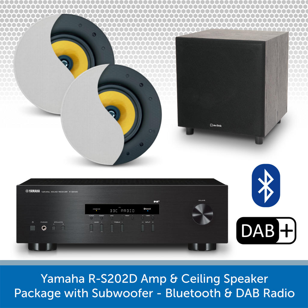 Yamaha RS202D Amplifier, Ceiling Speakers Subwoofer Audio & Volt 