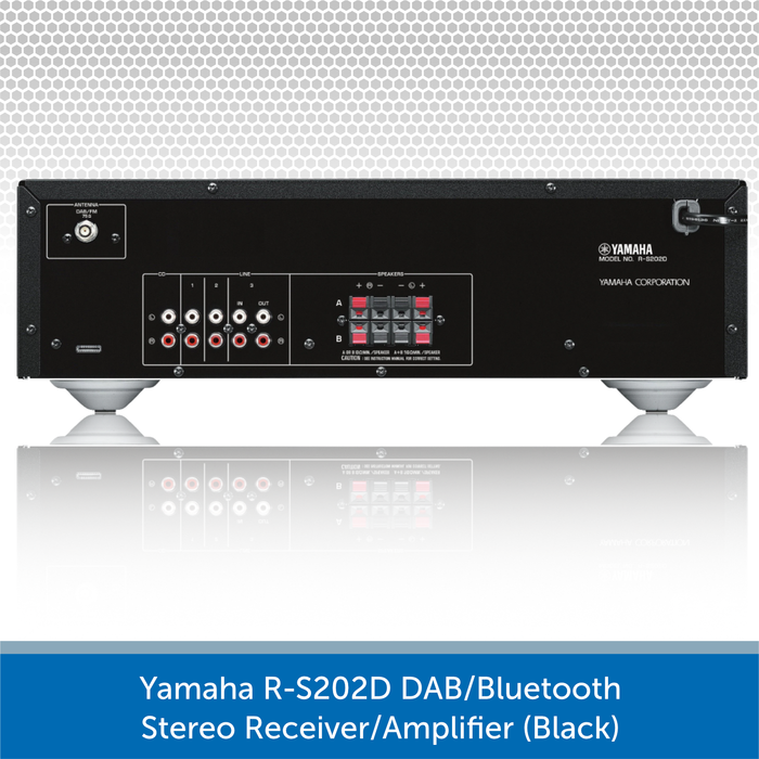 Yamaha R-S202D Bluetooth & DAB Amplifier + Bowers & Wilkins CCM382 8" Ceiling Speakers + Clarion Speaker Cable