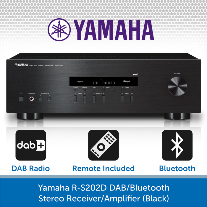 Yamaha RS202D Amplifier & Q Acoustics 3010i Bookshelf Speakers (BLACK)