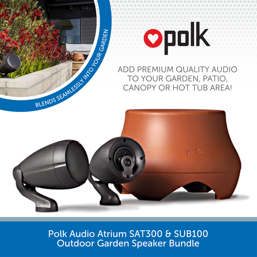 Polk Audio Atrium SAT300 & SUB100 Outdoor Garden Speaker Bundle