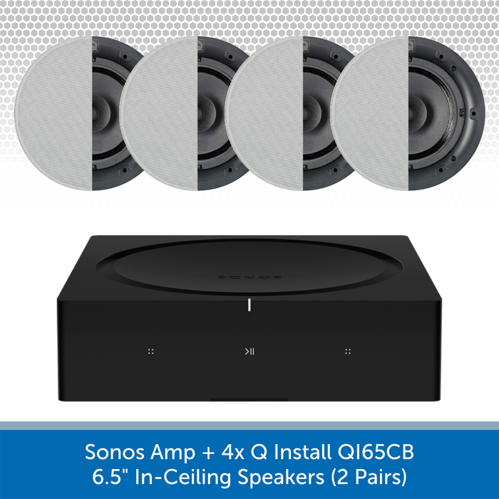 Sonos Amp + 4x Q Install QI65CB 6.5" In-Ceiling Speakers (2 Pairs)