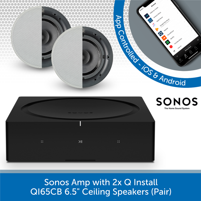 Sonos Amp + Q Install QI65CB 6.5" Ceiling Speakers (Pair)