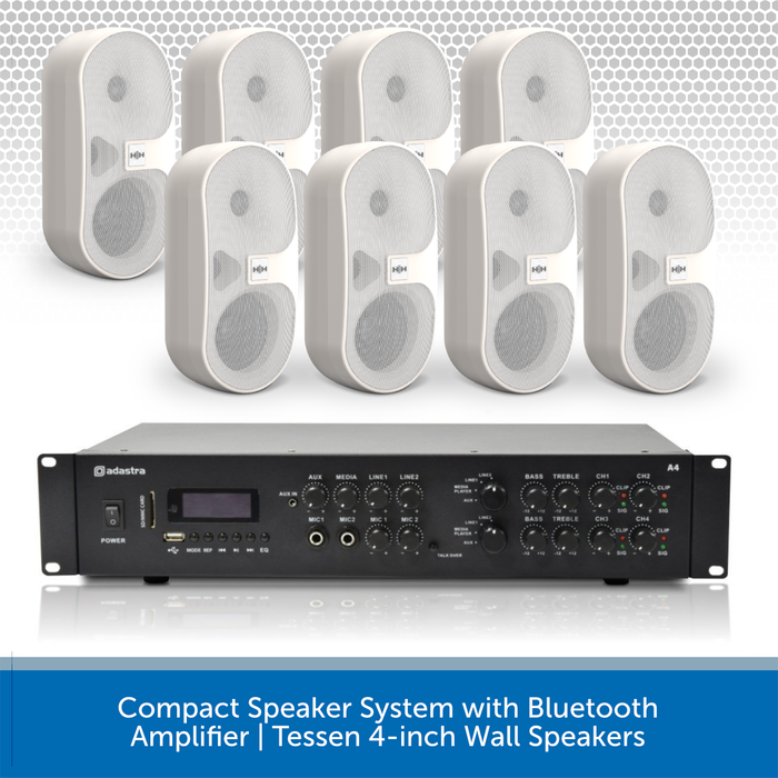 Compact Speaker System with Bluetooth Amplifier | Tessen 4-inch Wall Speakers