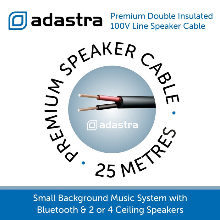 25 Metres of double insulated speaker cable included in our small cafe music system