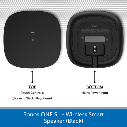 Sonos One SL - Wireless Smart Speaker (Black) Top & Bottom