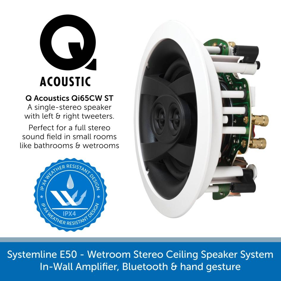 Systemline E50 & Qi65CWST Bathroom Stereo Speaker System Audio Volt