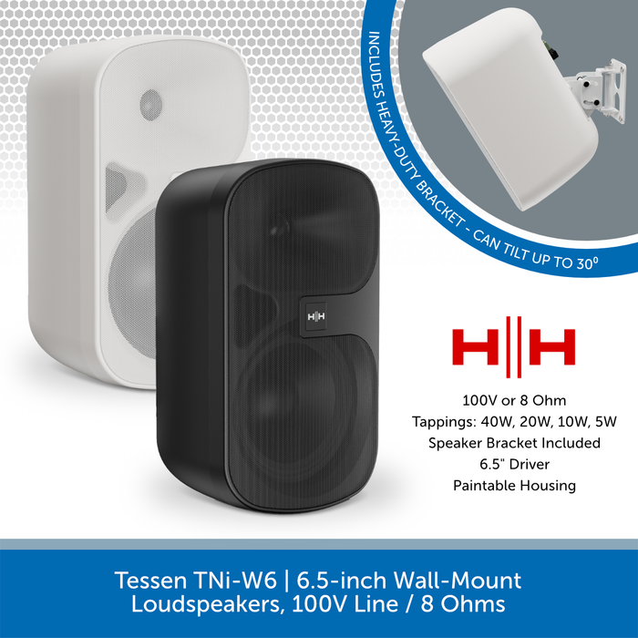 Tessen TNi-W6 | 6.5-inch Wall-Mount Loudspeakers, 100V Line / 8 Ohms
